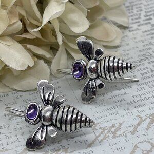 Silver plate Bee Keeper Honey Gardener Earrings Fall Gift Mom Birthday Wife